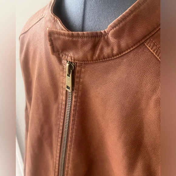 Roundtree & Yorke Sz 3XLT Brown Weatherproof Faux Leather Bomber Jacket NEW - Picture 14 of 15